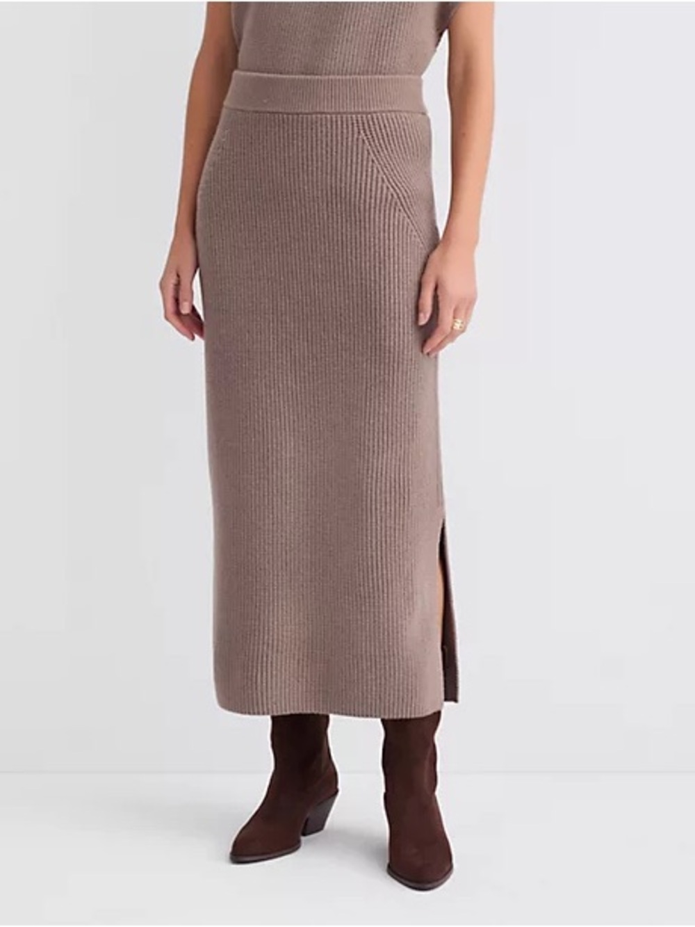 Loft Skirt Knit Pencil Sweater Brown NWT Size XS